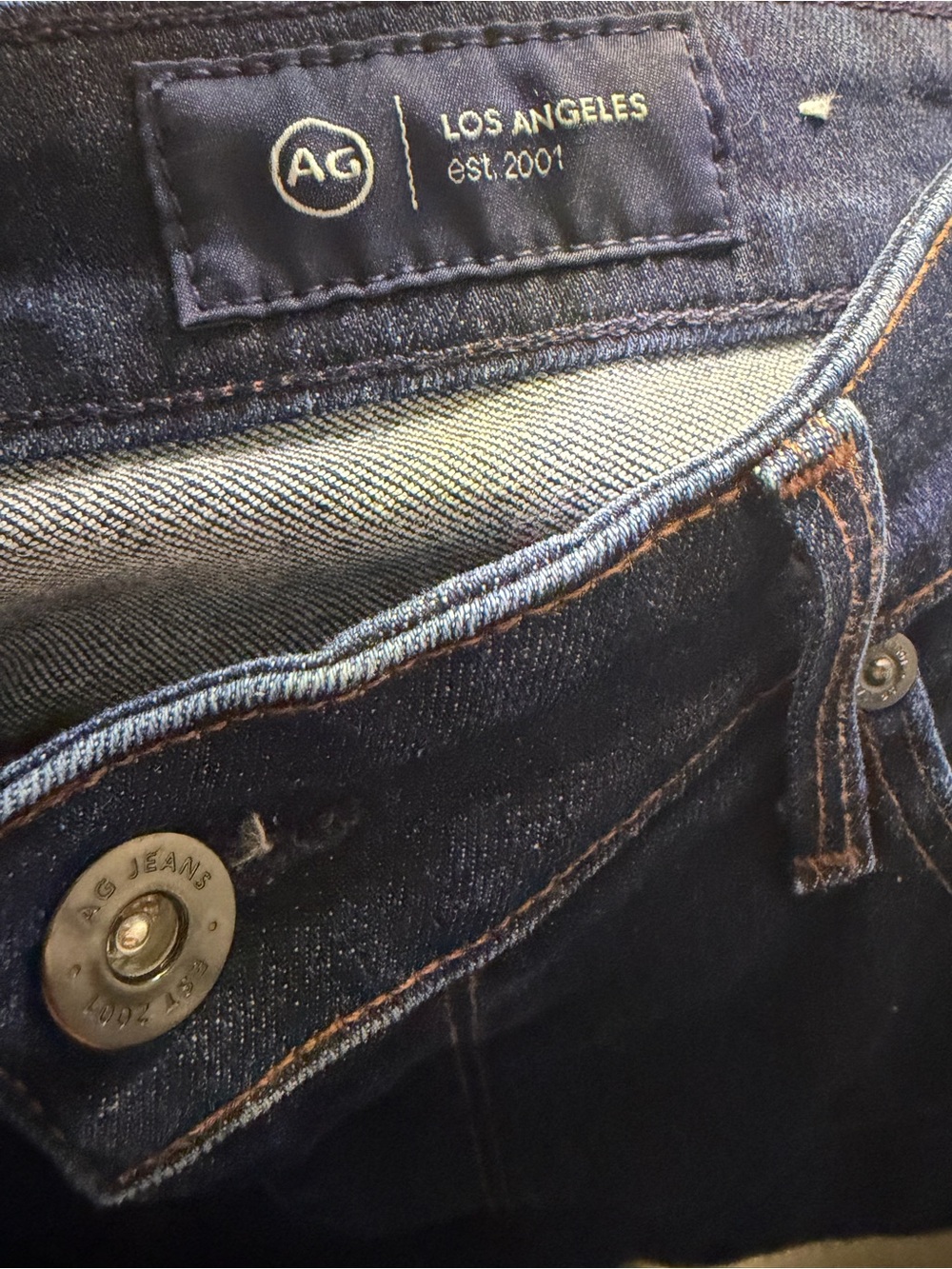 AG Adriano Goldschmied Dark Blue Cropped Flare Jeans - Picture 7 of 8